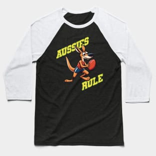 Aussies Rule Cute Funny football Kangaroo Baseball T-Shirt